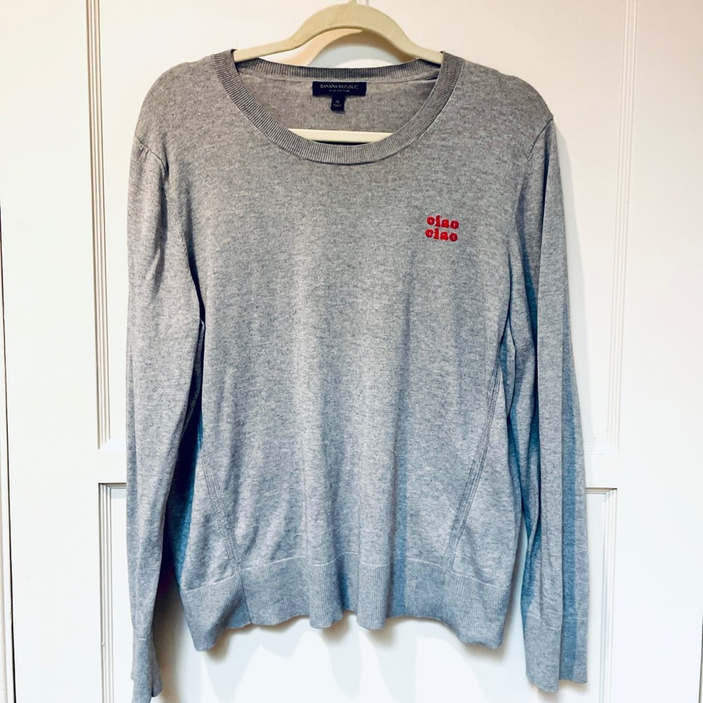 Banana Republic Silk/cotton sweater with embroidered Ciao Ciao size Xl